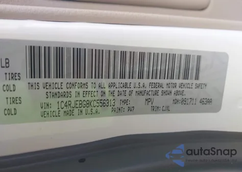 2019 Jeep Grand Cherokee Limited 4X2 from USA, damaged, VIN 1C4RJEBG8KC556313